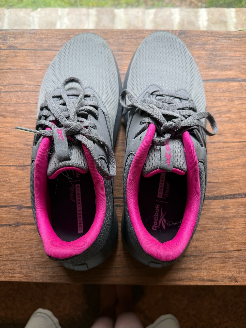 Reebok Women's Gray Athletic Shoes with Pink Interior